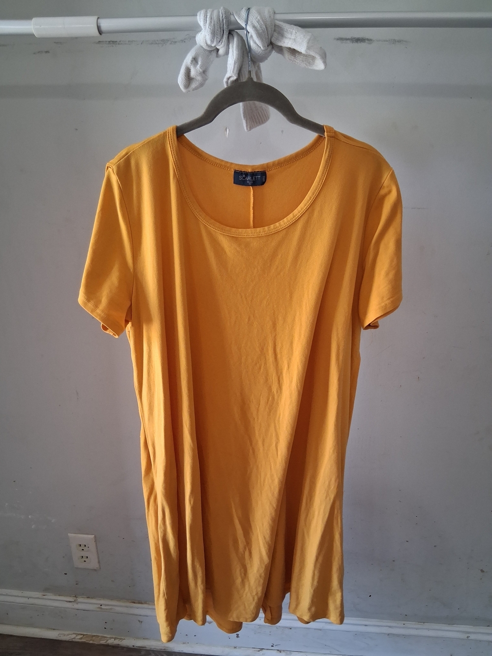 Scarlett Mustard Yellow Scoop Neck Short Sleeve Dress